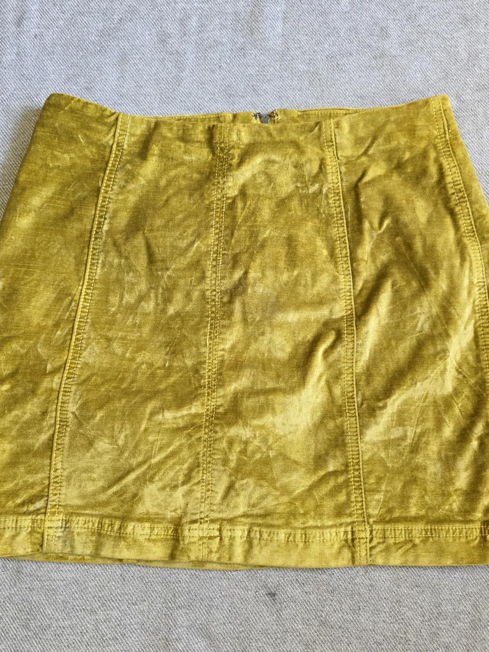 Free People Modern Femme Chartreuse Velvet Mini Skirt